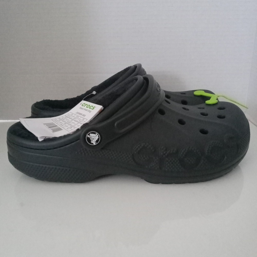 Crocs Baya Lined Clogs Adult BLACK Men's Size 9 Women's Size 11 Comfort NEW